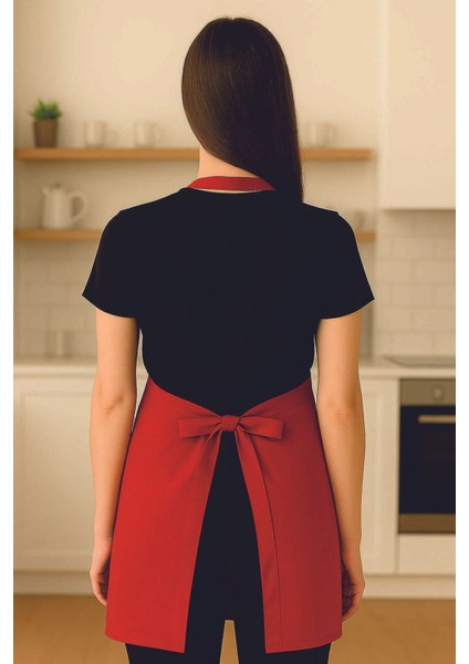 Kişiye Özel Pembe Çiçek Desenli Kırmızı Mutfak Önlüğü fiyatları