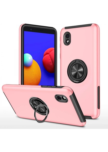 Samsung Galaxy A01 Core Kılıf Elit Yüzüklü Kapak - Pembe - LORCE9079-7578