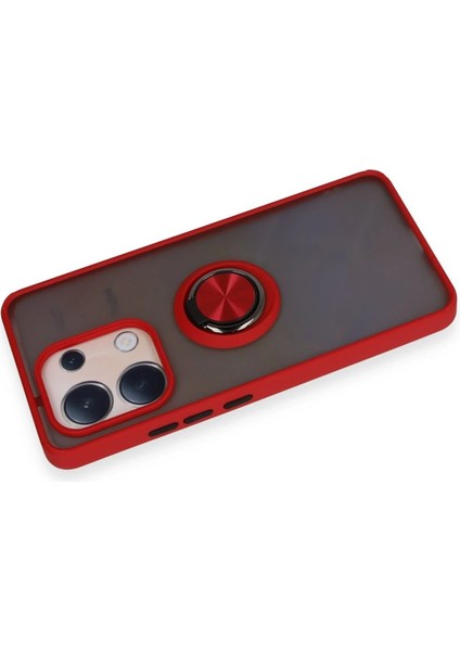 Xiaomi Redmi Note 13 4g Kılıf Montreal Yüzüklü Silikon Kapak - Kırmızı - LORCE9907-6025 modelleri