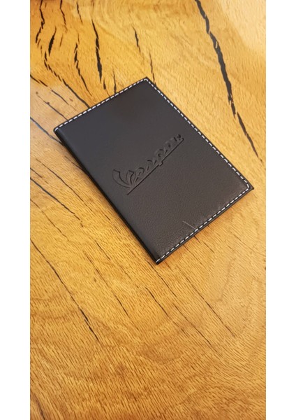 Vespa Deri Dikişli Araç Ruhsat Kılıfı Kabı Oto Ruhsatlık Araba Ruhsat Koruyucu..