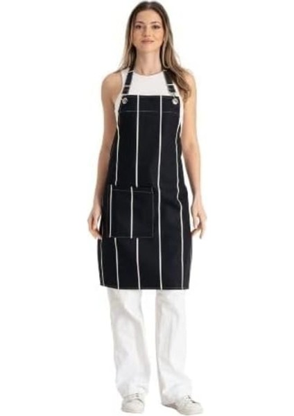 Büyük Cepli Siyah Mutfak Önlüğü, Yetişkinler Için Şık ve Rahat Tarz