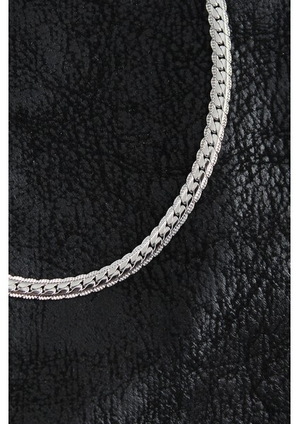 Bakımlı Erkek Için Silver Çelik Işlemeli Ezme Zincir Stil Kolye