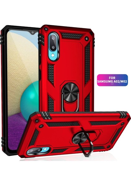 Samsung Galaxy A02 Kılıf Sofya Yüzüklü Silikon Kapak - Kırmızı - LORCE9933-9944 fiyatları