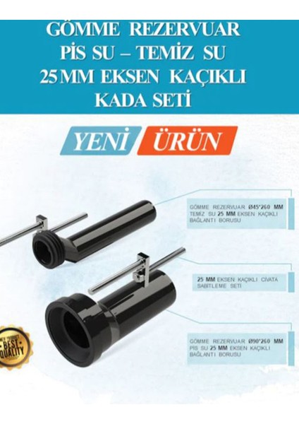 Asma Klozet Yükseltme Kada Seti 25 mm Eksen Kaçık Kiti fiyatları