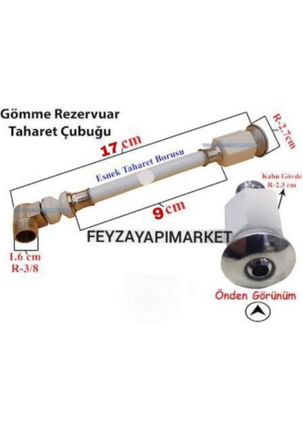 Gömme (Asma) Klozet Taharet Çubuğu 17 cm