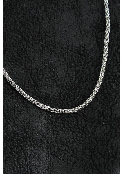 Bakımlı Erkek Için Silver Çelik Örgü Zincir Stil Kolye