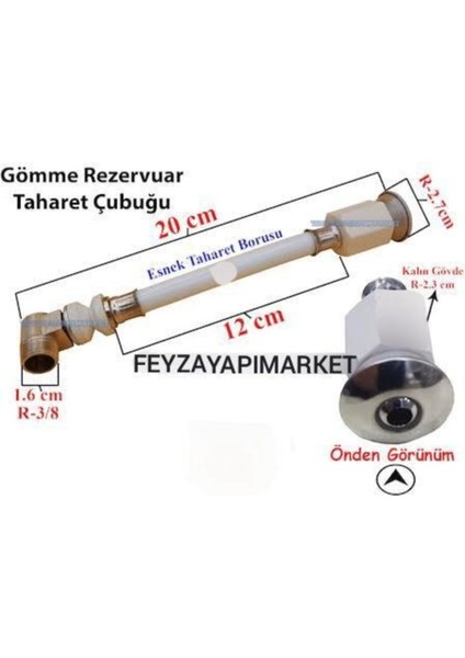 Gömme (Asma) Klozet Taharet Çubuğu 20 cm