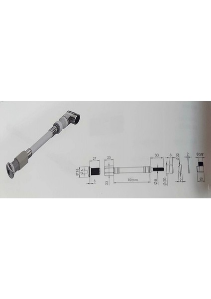 Esnek Asma Klozet Taharet Çubuğu Küresel Uçlu Dirsekli Baglantı 90MM fiyatları