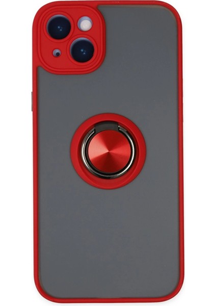 iPhone 14 Kılıf Montreal Yüzüklü Silikon Kapak - Kırmızı - LORCE8363-9412