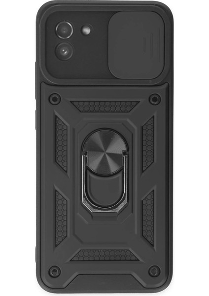 Samsung Galaxy A03 Kılıf Pars Lens Yüzüklü Silikon - Siyah - LORCE4097-1294