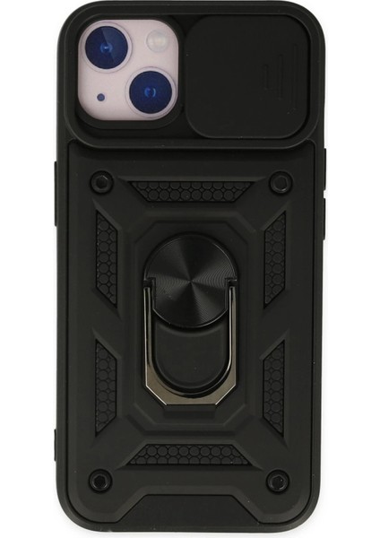 iPhone 14 Kılıf Pars Lens Yüzüklü Silikon - Siyah - LORCE8469-6669