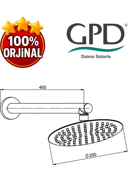 ADS28-S Ankastre Duş Başlığı (DUVARDAN_Ø200) fiyatları