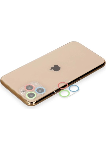 iPhone 11 Pro Max Renkli Kamera Lens Koruma Cam - Mavi-Yeşil - LORCE8629-5913