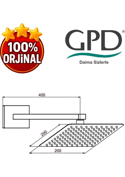 ADS27-S Ankastre Duş Başlığı (DUVARDAN_200X200) fiyatları