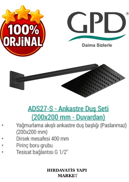 ADS27-S Ankastre Duş Başlığı (DUVARDAN_200X200) fırsatları