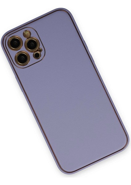 iPhone 12 Pro Max Kılıf Coco Deri Silikon Kapak - Açık Lila - LORCE9786-3136 modelleri