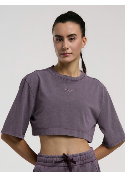 Bronx 1910 Oversize Mor Crop Kadın Tişört fiyatları