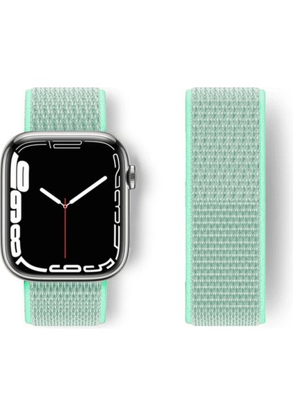Apple Watch 38MM Hasırlı Cırtcırtlı Kordon - Turkuaz - LORCE2112-1457