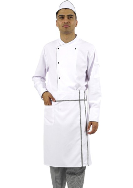 Biyeli Bel Önlük, Aşçı, Garson, Şef, Barista, Kafe, Cepli, Mutfak, Alpaka Kumaş