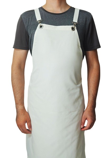 Ekru Çapraz Bağlamalı Mutfak Şef Önlüğü, Cepsiz, Rahat ve Şık Tasarım