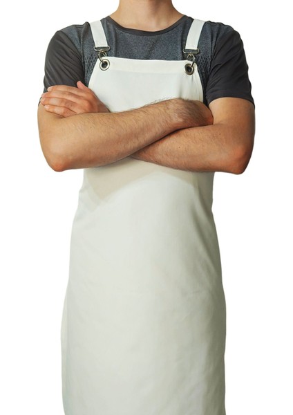 Ekru Çapraz Bağlamalı Mutfak Şef Önlüğü, Cepsiz, Rahat ve Şık Tasarım modelleri