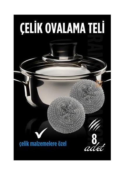 Turk Çelik Bulaşık Teli Çelik Bulaşık Ovalama Teli 8 Adet - EMY2951-7804