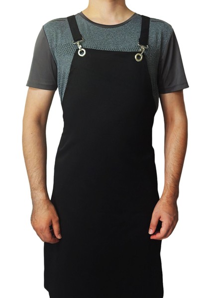 Çapraz Bağlamalı Siyah Mutfak Şef Önlüğü, Şık ve Rahat Tasarım
