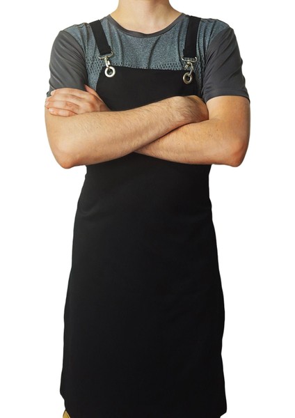 Çapraz Bağlamalı Siyah Mutfak Şef Önlüğü, Şık ve Rahat Tasarım modelleri