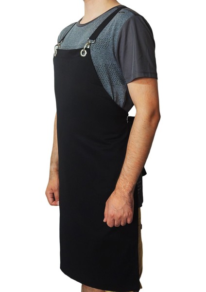 Çapraz Bağlamalı Siyah Mutfak Şef Önlüğü, Şık ve Rahat Tasarım fırsatları