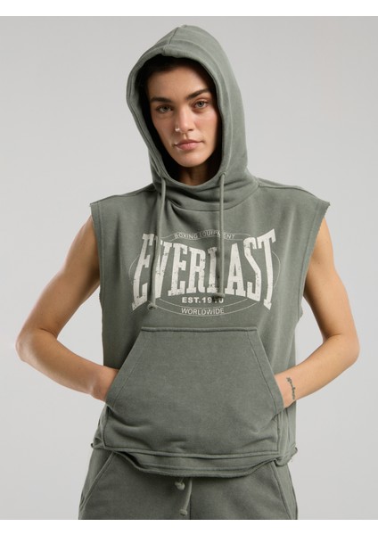 Authentic Boxing Wmn Oversize Haki Kadın Kolsuz Sweatshirt