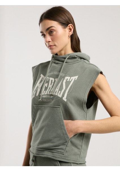 Authentic Boxing Wmn Oversize Haki Kadın Kolsuz Sweatshirt modelleri