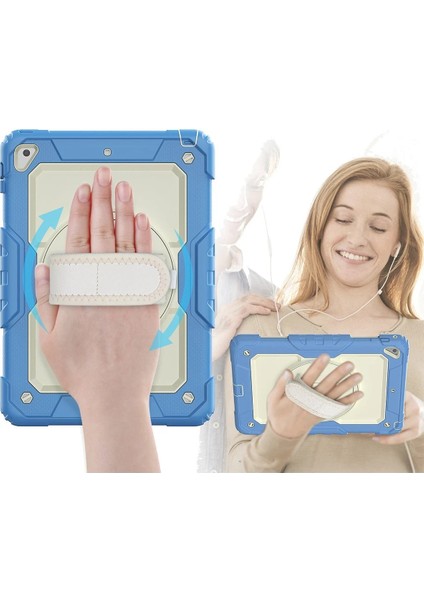 iPad 5 Air 9.7 Kılıf Strap New Tablet Kapak - Mavi - LORCE5759-8859 fiyatları