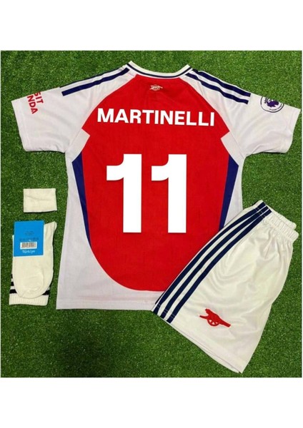 Arsenal 2024/25 Martinelli Iç Saha Çocuk Forması 4lü Set Forma+Şort+Çorap+Bileklik