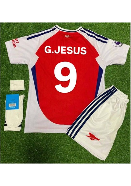 Arsenal 2024/25 Iç Saha Jesus Çocuk Forması 4lü Set
