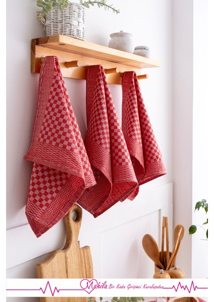 Kırmızı 2'li 40X60 Dama Desenli Mutfak ve Sunum Havlusu, Dekoratif Kullanım