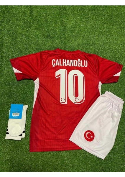 Hakan Çalhanoğlu Milli Takım Çocuk Forması Kırmızı 4l, Set Forma+Şort+Çorap+Bileklik