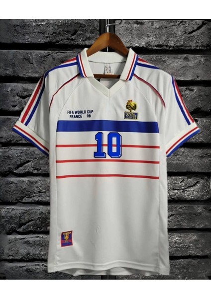 Zin Dine Zidane Fransa 98 Finali Nostaljik Retro Forma Beyaz