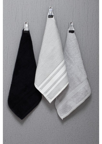 30X50 cm %100 Pamuklu 3'lü Mutfak Havlusu, Gri Tonlarda, Şık ve Dayanıklı Seçenek