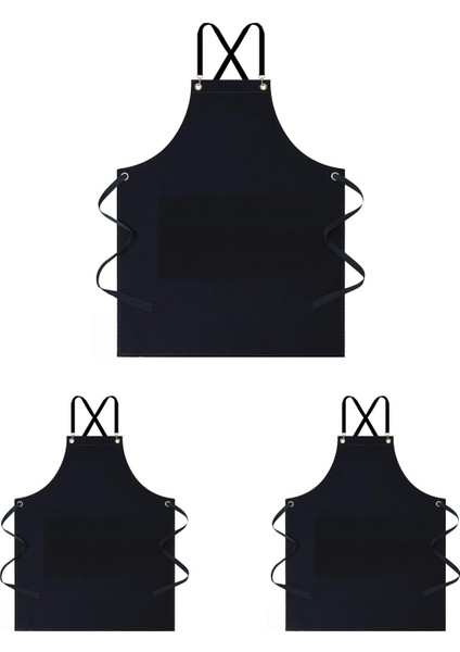3'lü Siyah Mutfak Önlüğü Seti, Aşçı ve Chef Için Şık ve Koruyucu Tasarım