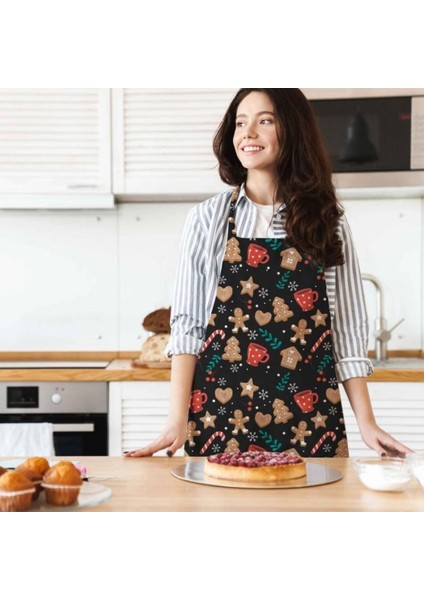 Yılbaşı Temalı Renkli Kurabiye Desenli Mutfak Önlüğü