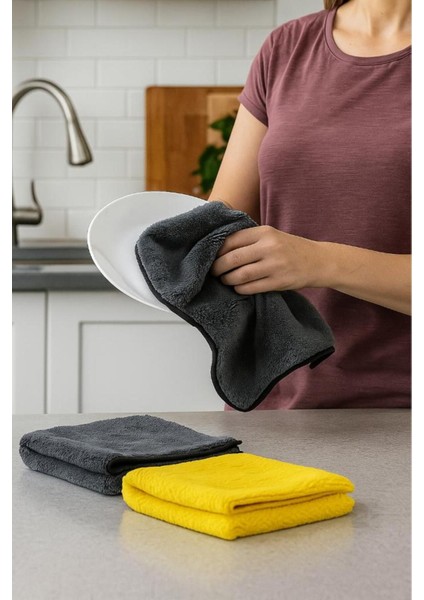 Mikrofiber Havlu Çiftli, Yüksek Emici, Çok Amaçlı Kurulama Bezi, Mavi Renk fiyatları