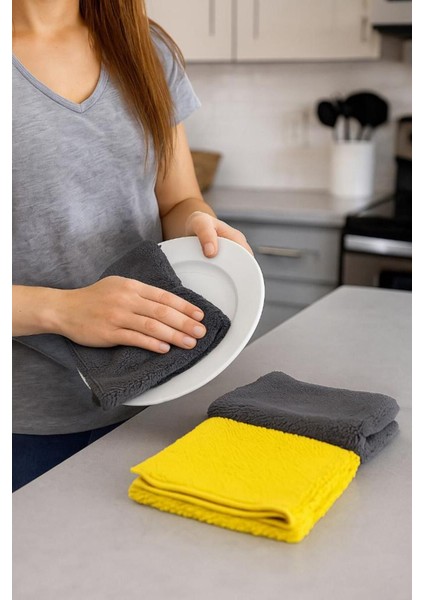 Mikrofiber Havlu Çiftli, Yüksek Emici, Çok Amaçlı Kurulama Bezi, Mavi Renk fırsatları