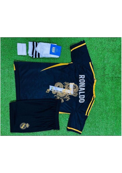 Realmadriddd 2024/25 Yeni Sezon Ronaldo Konsept Çocuk Forması 4'lü Set (Black-Gold