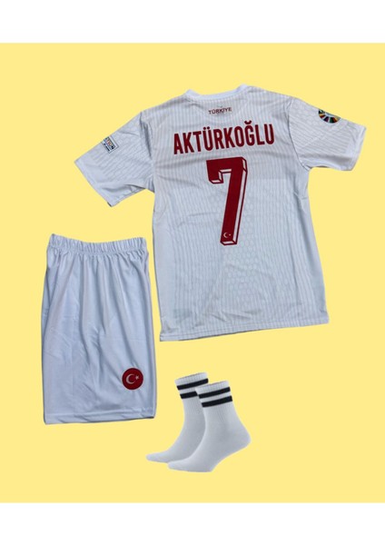 Euro 2024 Türkiye Beyaz Kerem Aktürkoglu Milli Takım Futbol Çocuk Forması 3'lü Set