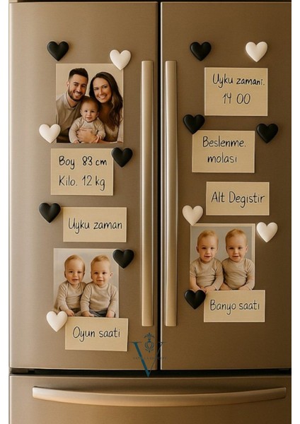 10’lu El Yapımı Kalp Magnet Seti (Siyah ve Beyaz) - Buzdolabı Mıknatıs modelleri