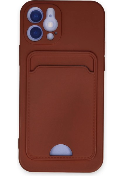 iPhone 12 Kılıf Kelvin Kartvizitli Silikon - Bordo - LORCE2682-1454