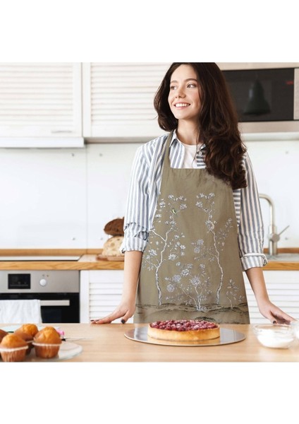 Renkli Çiçek Desenli Mutfak Önlüğü, Şık ve Kullanışlı Tarz