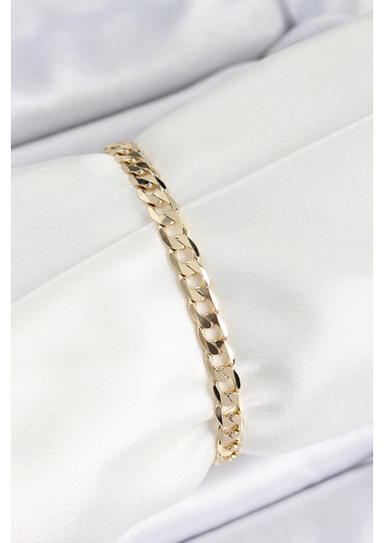 Xuping Pirinç Klasik Ezme Zincir Model Gold Renk Kadın Bileklik