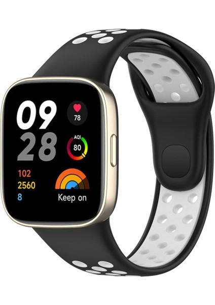 Xiaomi Redmi Watch 3 Spor Delikli Kordon - Siyah-Beyaz - LORCE5197-3994