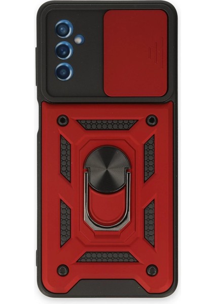 Samsung Galaxy M52 5g Kılıf Pars Lens Yüzüklü Silikon - Kırmızı - LORCE8881-3732